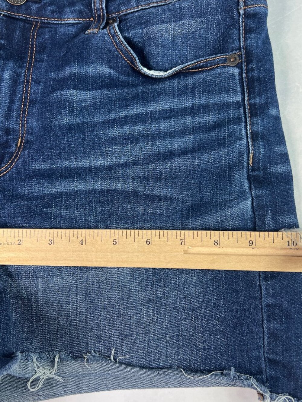 American Eagle Short Women 35* High Rise Shortie Blue Cut Offs Denim Jort Tag 16 - Picture 14 of 16